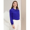 Allegra K Women's Sweet Ruffle Peter Pan Collar Long Sleeves Button Down Shirt - 2 of 4