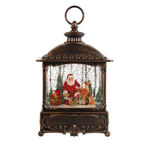 Kurt Adler 12-Inch Battery Operated Warm White LED Lighted Santa With Animals Lantern - 1 of 4