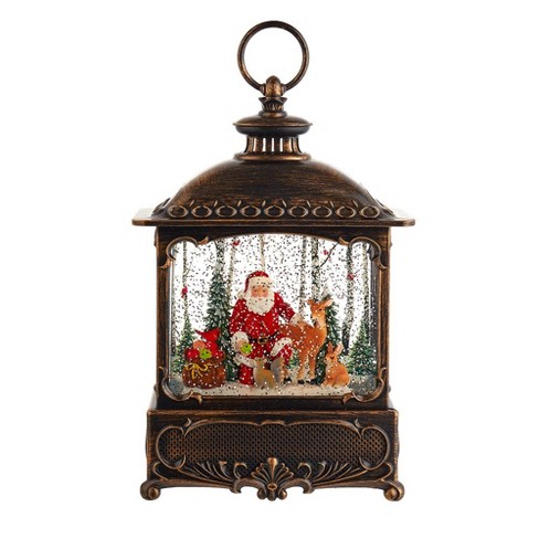 Kurt Adler 12-Inch Battery Operated Warm White LED Lighted Santa With Animals Lantern - image 1 of 4