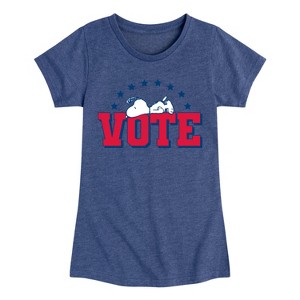 Girls' - Peanuts - Vote Snoopy Fitted Short Sleeve Graphic T-Shirt - 1 of 4