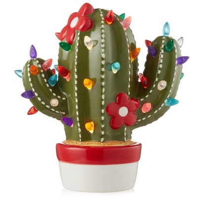 Casafield Hand Painted Ceramic Decor, Pre-Lit Nostalgic Vintage Christmas Tabletop Decor