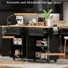 YOOCOZZ 56.5" Wood Rolling Kitchen Island with Drop Leaf, Racks, Storage Cabinets and Drawers, Charging Station - 3 of 4