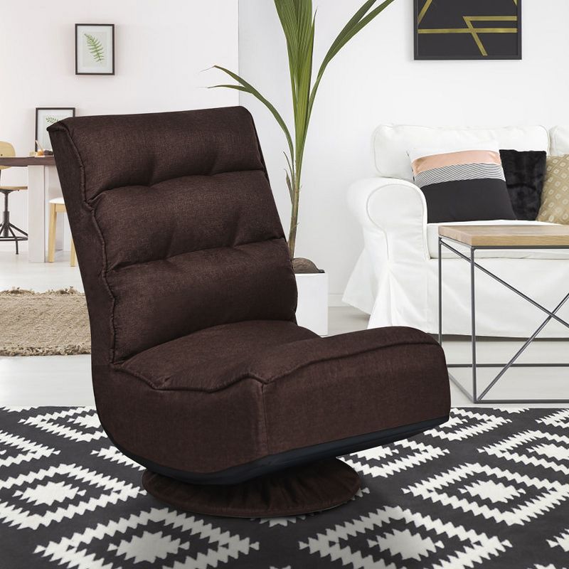 Costway Gaming Chair Fabric 5-Position Folding Lazy Sofa 360 Degree Swivel Grey\ Black\Coffee, 2 of 11