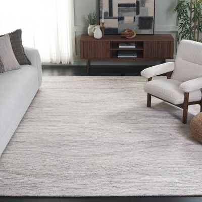 Classic Country Floral 6' Square Gray Hand-Tufted Wool Rug