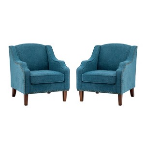 Set of 2 Moirai Contemporary and Classic Armchair with Nailhead Trim | Karat Home-YELLOW - 1 of 4