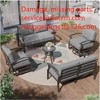 ALAULM Aluminum Patio Furniture Set Modern Metal Outdoor Conversation Sets w/45in Propane Fire Pit Table, Swivel Rocking Chairs w/5.1 Inch Cushion - 4 of 4