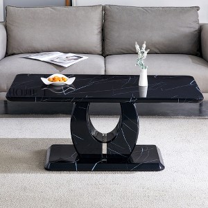 Maggift Patio End Tables, Texture Design Coffee Table for Living Room, Patio, Bedroom, Black, 43.3"*22.4"*18" - 1 of 4