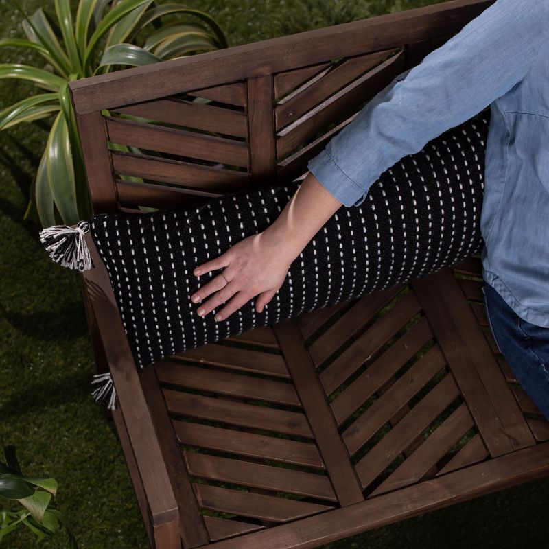 Black with White Tick Stripe 12X46 Hand Woven Filled Outdoor Pillow - Foreside Home & Garden, 3 of 8