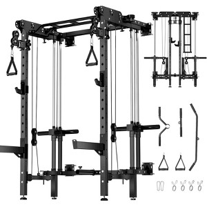 JEEKEE Folding Wall Mounted Power Rack, 2400LB 2x3 Squat Rack with