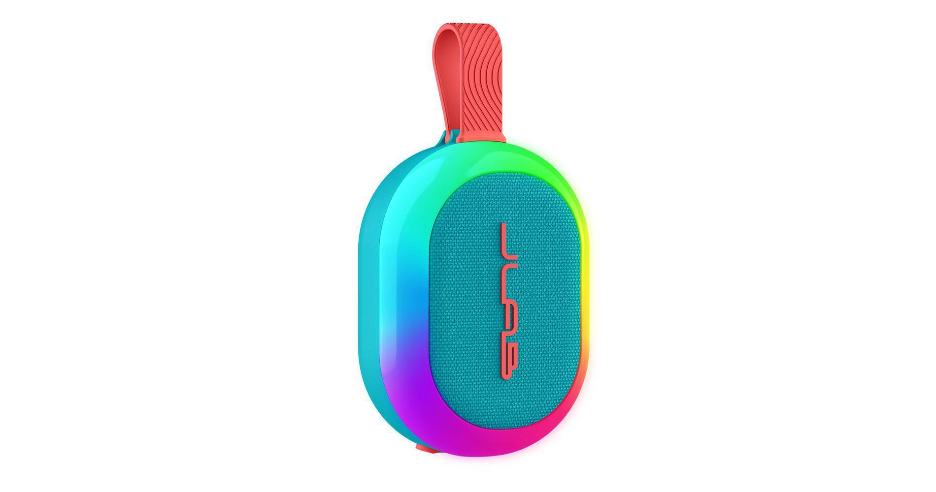 JLab Pop Party Portable Speaker - Cyan: Waterproof, Bluetooth, USB-C, LED, IPX7