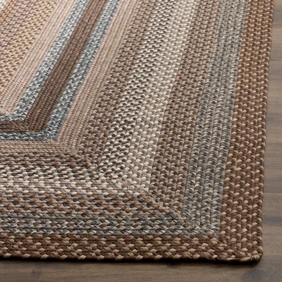Handwoven Reversible Easy-Care Synthetic Square Rug in Blue and Brown