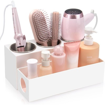 ATTOP Hair Tool Organizer - Bathroom Vanity Organizers and Storage, Hair Styling Accessories Hot Tools Organizer Hair Dryer, White