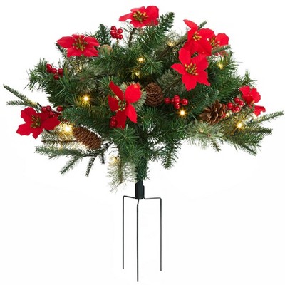 The Lakeside Collection Lighted Poinsettia Greenery Collection - Urn Filler