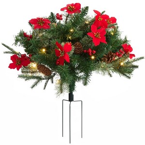 The Lakeside Collection Lighted Poinsettia Greenery Collection - Urn Filler - 1 of 3