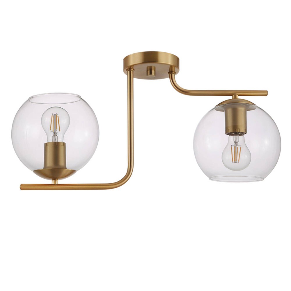 2-Light Marojales Pendants Brushed Gold/Clear - EGLO: ETL Listed, Glass Shade, Steel Body, No Switch