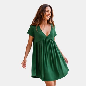 Cupshe Women's Elegant V-Neck Babydoll Sleep Dress-L-Green : Target
