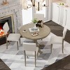 44" Round Pedestal Dining Table Set with 4 Upholstered Chairs, Retro Solid Wood Kitchen Set for Small Space-3irtyhousy - 3 of 4