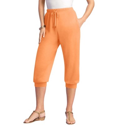 Roaman's Women's Plus Size Drawstring Soft Knit Capri Pant