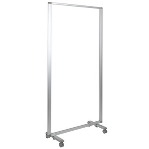 Flash Furniture Transparent Acrylic Mobile Partition with Lockable Casters, 72"H x 36"L - 1 of 4