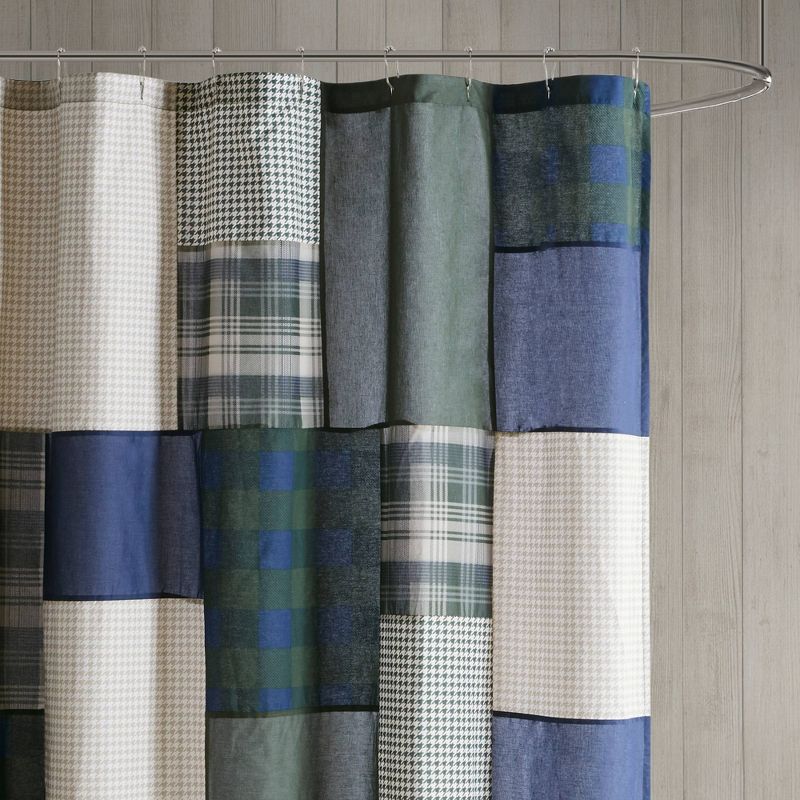 72&#34;x72&#34; Mill Creek Pieced Cotton Shower Curtain Green - Woolrich, 3 of 8