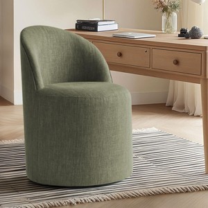 Best Home Office Chair with Wheels Linen Barrel Upholstered Office Chair Armless for Home Office,Living Room-Tanpinhause - 1 of 4