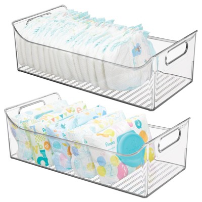 Image of mDesign Plastic Storage Organizer Bin for Baby/Kid Essentials - 2 Pack - Clear