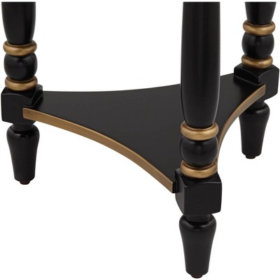 Cason Glam-Luxe Black and Gold Round Wood Side Table