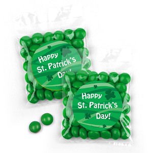 12 Pcs St. Patrick's Day Candy Party Favors Green Candy Coated Milk Chocolate Minis Goodie Bags with Stickers - 1 of 2