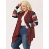 Agnes Orinda Women's Plus Size Christmas Asymmetric Colorblock Open Front Knit Cardigans - 2 of 4