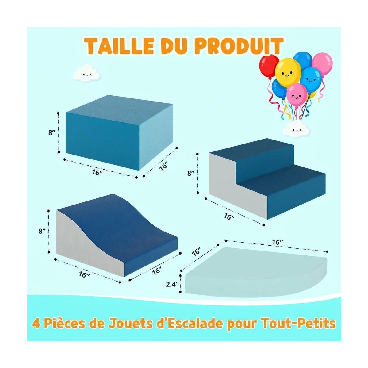 4-Piece Foam Climbing Blocks for Toddlers, Soft Play Set with PU Leather Cover, Indoor Toddler Climbing Toys for Crawling, Sliding, Playroom & Daycar - thumbnail 5