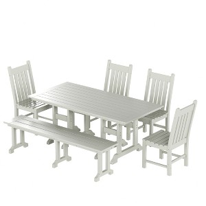 WestinTrends 6 Piece Outdoor Patio Dining Set Outdoor Table and Bench Chair Set - 1 of 4
