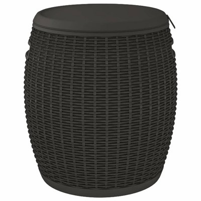Black Wicker Polypropylene 4-in-1 Patio Deck Box
