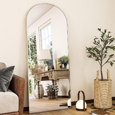 56"x21"Full Length Mirror Arch Floor Mirrors with Aluminum Alloy Frame Free-Standing Wall Mounted