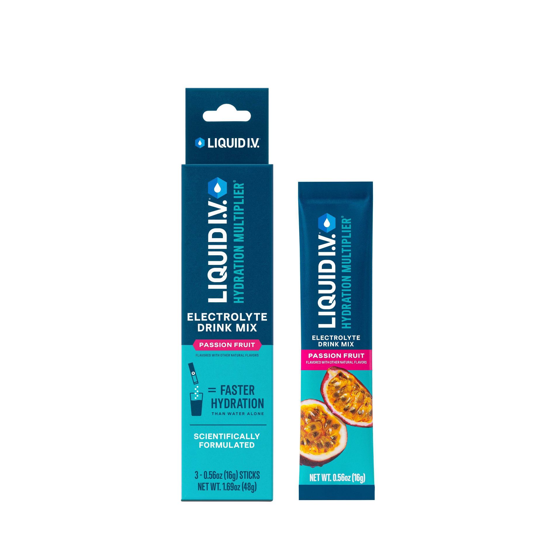 Liquid I.V. Hydration Multiplier Vegan Powder Electrolyte Supplements - Passion Fruit - 1.68oz each/3ct