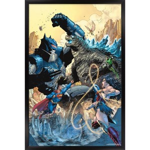 Trends International Justice League vs. Godzilla vs. Kong - Batmech Framed Wall Poster Prints - 1 of 4