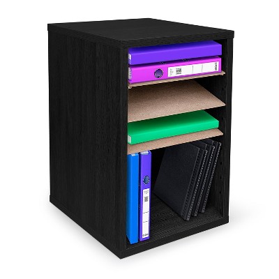 Black MDF 11-Compartment Vertical Paper Sorter Organizer