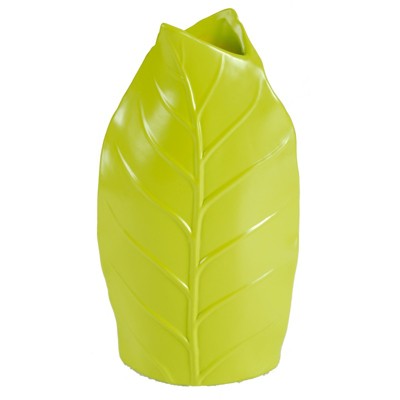 A & B Home 14.5" Leaf Textured Spring Vase - Green