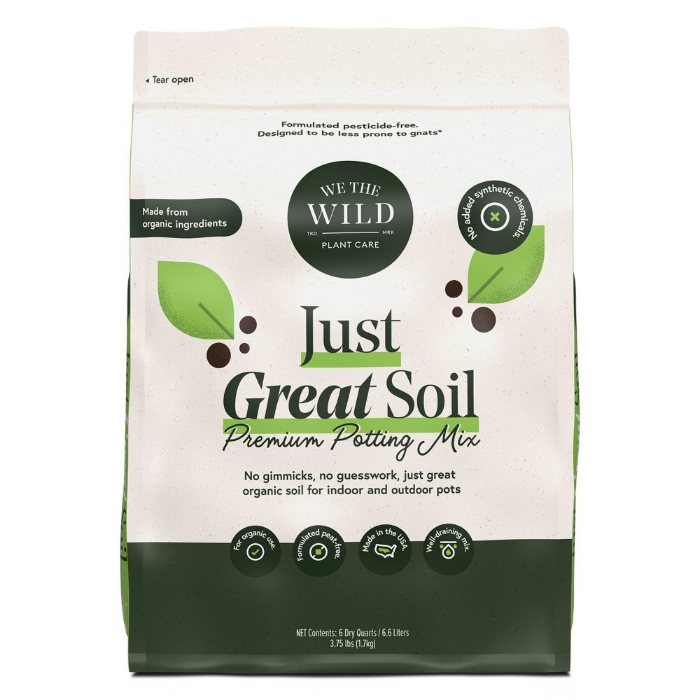 WE THE WILD Just Great Soil Premium Organic Gnat-Resistant Potting Mix for Houseplants 6 qt