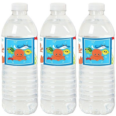 Big Dot of Happiness Under the Sea Critters - Baby Shower or Birthday Party Water Bottle Sticker Labels - Set of 20
