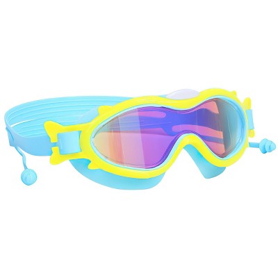 Kids Swim Goggles with Ear Plugs, UV Protection Anti-Fog Leak-Proof Swimming Goggles for Boys & Girls Ages 3-16, Wide View for Pool & Beach