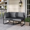 Tangkula Patio Loveseat w/ Removable Pillows & Seat Cushion Side Armrest Metal Frame - 4 of 4