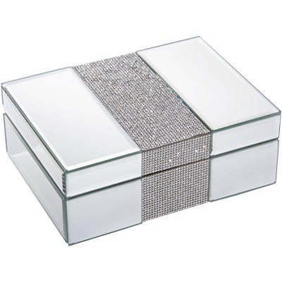 Dahlia Studios Lyza Rhinestone 8 1/4" Wide Mirrored Jewelry Box