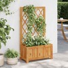 vidaXL Garden Raised Bed with Trellis, Wooden Raised Flower Bed for Flowers and Plants, Solid Acacia Wood Planter, Outdoor and Indoor Use, Brown - 2 of 4