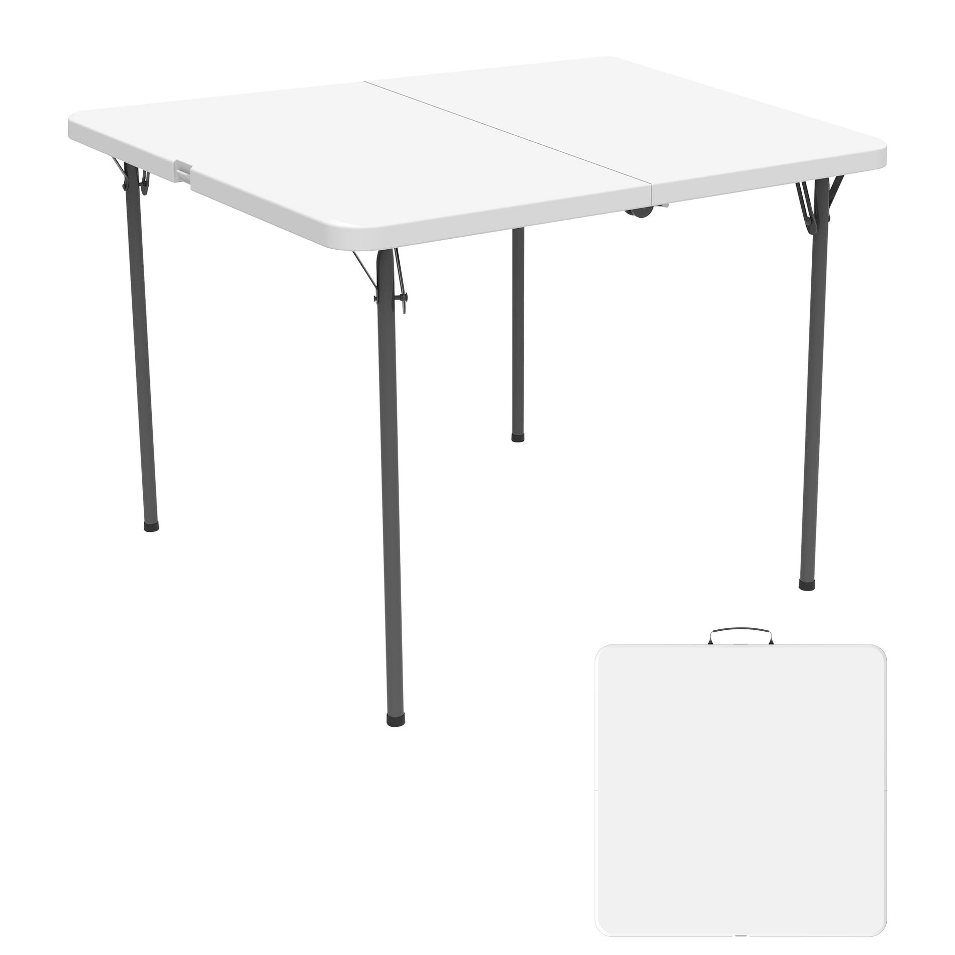 Decksplore 36 Inch Blow Molded Folding Table Heavy Perfect for Party Fold Up Square Table