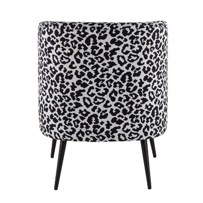 Contemporary Black Slipper Chair with Leopard Fabric