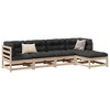 vidaXL Patio Sofa Set - Modular Wooden Outdoor Lounge Furniture, Pine Wood, Cushions in Anthracite, 5-Piece Set for Garden, Terrace, Yard - 2 of 4