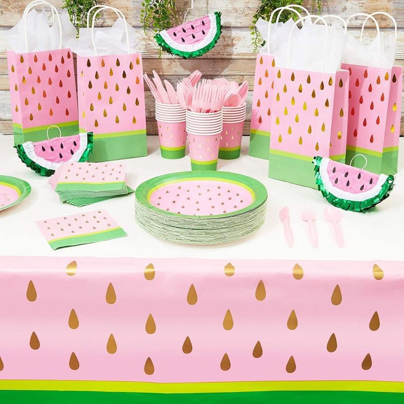 Sparkle and Bash Pink Watermelon Party Supplies Dinnerware Set for Birthday, Baby Shower Decorations (Serves 24, 145 Pieces), 2 of 10