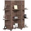 HOMCOM 4 Panel 67" Tall Wood Privacy Screen Room Divider with 3 Display Shelves, and Folding Storage for Bedroom or Home Office, Walnut - 4 of 4