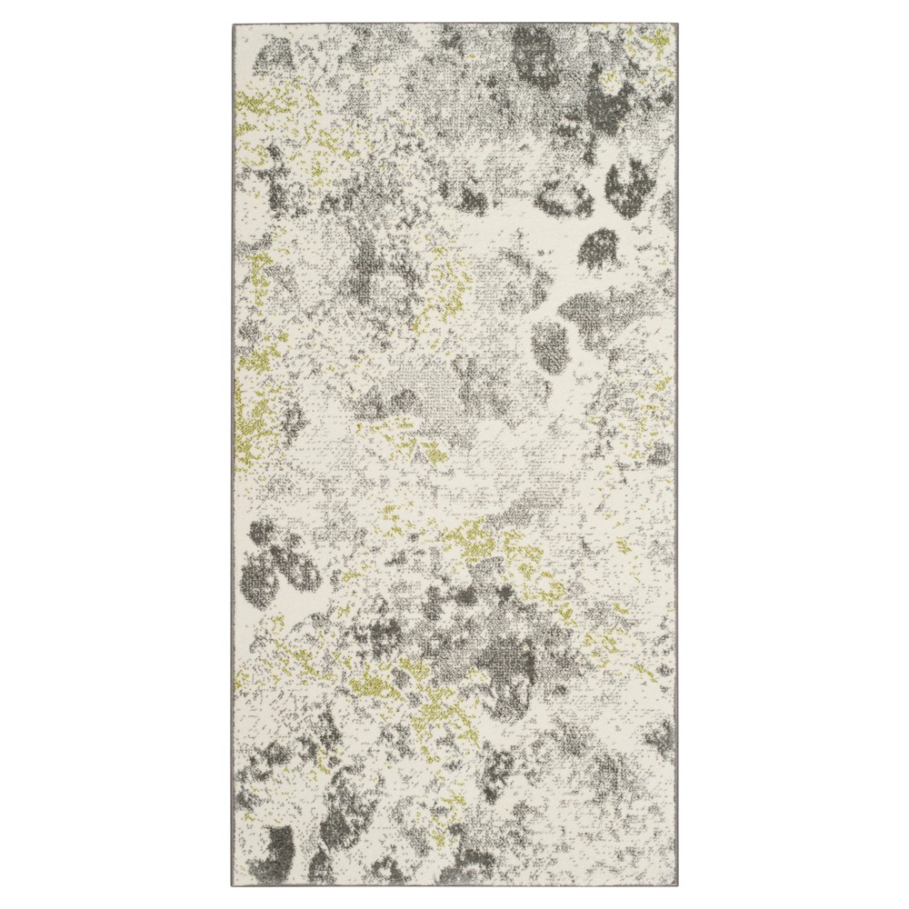Ivory/Gray Splatter Loomed Accent Rug 2'7inx5'