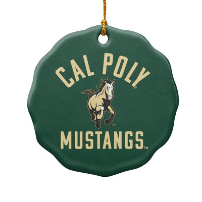 Cal Poly Mustangs Logo Porcelain Scalloped Holiday Christmas Tree Ornament